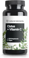 Produktbild von Bewertung natural elements Cistus incanus mit Vitamin C 90 Kapseln 250mg Polyphenole pro Kapsel (65%) vegan hochdosiert hoch bioverfügbar ohne unnötige Zusätze in Deutschland produziert & laborgeprüft