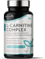Produktbild von Bewertung nutravita L-Carnitin-Komplex Hochwirksame Kapseln mit zusätzlichem Riboflavin Biotin Chrom Vitamin D B3 B6 Makronährstoff Energielieferant für den Stoffwechsel 150 vegane Kapseln Nutravita