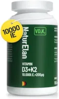 Produktbild von Bewertung NaturElan Vitamin D3 K2 Kapseln hochdosiert mit 10000I.E. Vitamin K2 als MK7 200 mcg pro Dosis, 180 vegetarische Kapseln, Ohne Zusätze, In Deutschland Produziert