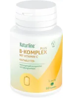 Produktbild von Naturline Vitamin B Komplex Hochdosiert Kombination aus B1-B6 Vitamin Tabletten eingereichert mit Vitamin C 60 Vegane zuckerfreie Kautabletten mit Fruchtgeschmack