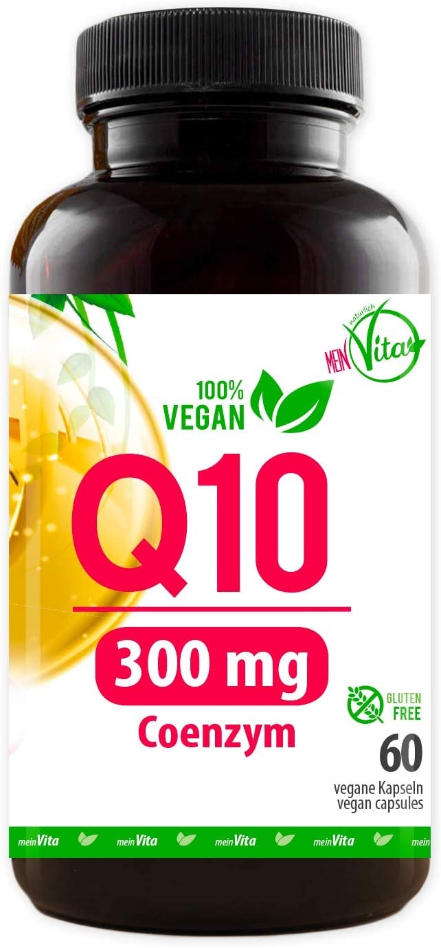 Produktbild von MeinVita Coenzym Q10 100% Vegan extra hochdosiert mit 300mg pro Kapsel 60 Kapseln im 2 Monatsvorrat, Bioaktiv, Premium Q10, MeinVita Linie