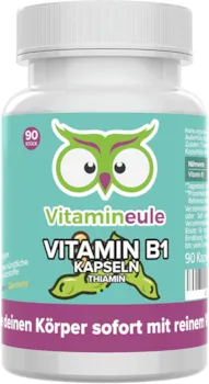 Produktbild von Vitamineule Vitamin B1 Kapseln (Thiamin) - hochdosiert, natürlich & vegan - 200mg - ohne künstliche Zusatzstoffe - Qualität aus Deutschland - Thiaminhydrochlorid - Vitamineule®