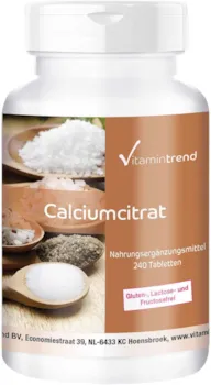 Produktbild von Vitamintrend Calcium 900mg aus Calciumcitrat 240 vegane Calcium-Tabletten - Hochdosiert