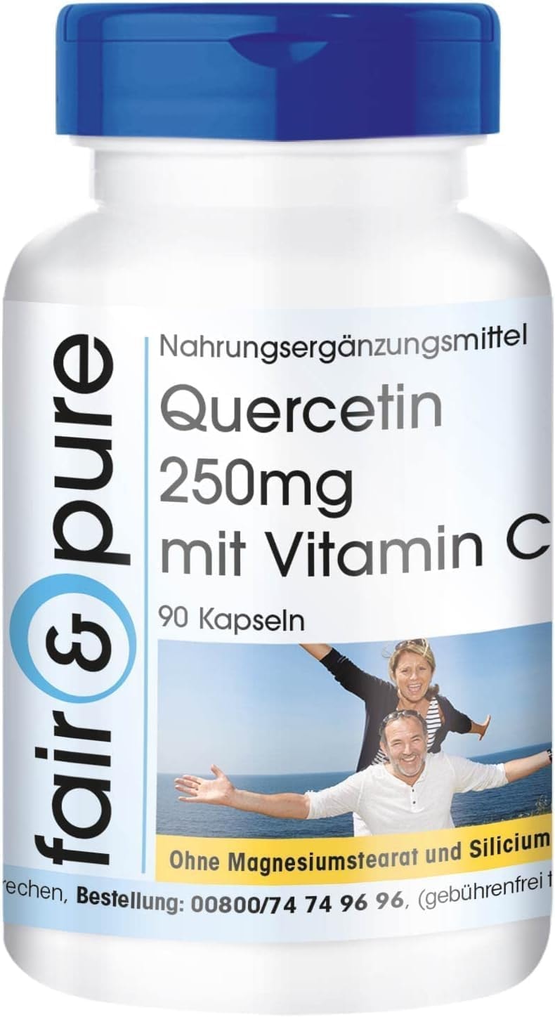 Produktbild von Bewertung Fair & Pure Quercetin 250mg mit Vitamin C vegan ohne Magnesiumstearat 90 Quercetin Kapseln