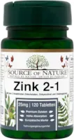 Produktbild von Source of Nature 2-in-1 Zink 25mg 120 Tabletten 2 höchst bioaktive Zinkarten 4-Monats-Vorrat Wissenschaftliche Rezeptur mit Zinkpicolinat und Zinkbisglycinat