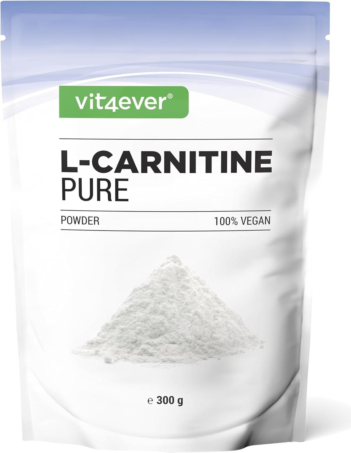 Produktbild von Bewertung Vit4ever L-Carnitin Pure 300g reines Pulver ohne Zusätze 100% L-Carnitin Tartrat 100 Portionen mit 3000 mg Carnitinpulver