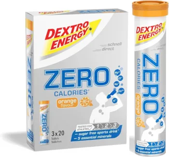 Produktbild von Bewertung Dextro Energy Elektrolyte Tabletten ohne Zucker 3er Pack Orange zuckerfrei Electrolyte Tablets mit Mineralstoffen Anti-Kater Elektrolyte Tabletten