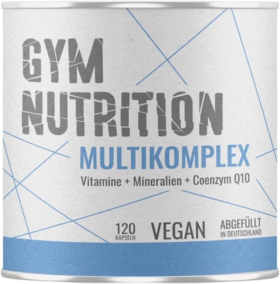 Produktbild von Gym Nutrition - Multivitamin Komplex – Laborgeprüft - 120 Kapseln – Vegan – Vitamine - plus Spuren-Elemente & Q10 – Vitamin-Präparat mit Mineralien — vegan, hochdosiert, Made in Germany — 120 Kapseln