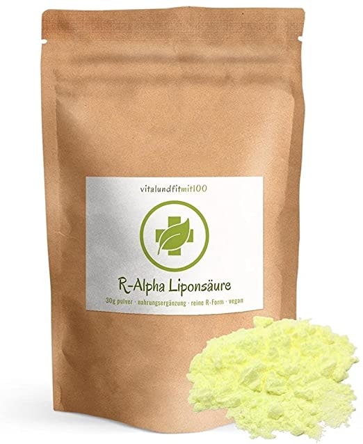 Produktbild von vitalundfitmit100 - REINE R-Alpha Liponsäure - 30 g - hoch bioverfügbar - reine R-Form! - vegan - gentechnikfrei - ohne Hilfs- und Zusatzstoffe