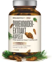 Produktbild von Bewertung BRAINEFFECT Pinienrindenextrakt hochdosiert als Kiefernrindenextrakt Kapseln Laborgeprüft nach deutschen Standards Kiefernrinden Extrakt 120 Pinienrinde Extrakt Kapseln im Braunglas