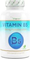 Produktbild von Vit4ever Vitamin B5 mit 500 mg - 180 Kapseln - Pantothensäure - Hochdosiert - Vegan - Laborgeprüft (Wirkstoffgehalt & Reinheit) - B Vitamin für Haut & Nerven - Premium Qualität