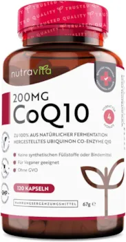 nutravita Coenzym Q10 200mg PREISTRÄGER 2021 120 vegane Kapseln (Vorrat für 4 Monate) Hochwertiges Q10 aus pflanzlicher Fermentation Laborgetestet in Deutschland Hochdosiert