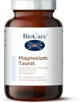 Produktbild von Bewertung BioCare Magnesium Taurat Unterstützt die Funktion der Muskeln und des Nervensystems 60 vegetarische KapselnNahrungsergänzungsmittel