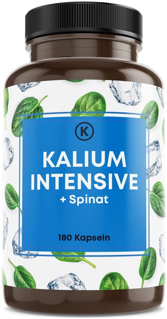 KASTINGERS - Kalium hochdosiert (180 Kapseln) 1697 mg Kalium pro Portion - Kalium Kapseln Vegan mit Spinat - Depot Kalium Tabletten mit Potassium Carbonat