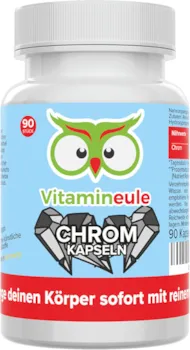 Produktbild von Vitamineule Chrom Kapseln - 500 µg - hochdosiert & vegan - Chrompicolinat ohne künstliche Zusätze - kleine Kapseln statt große Tabletten - Qualität aus Deutschland - Vitamineule®
