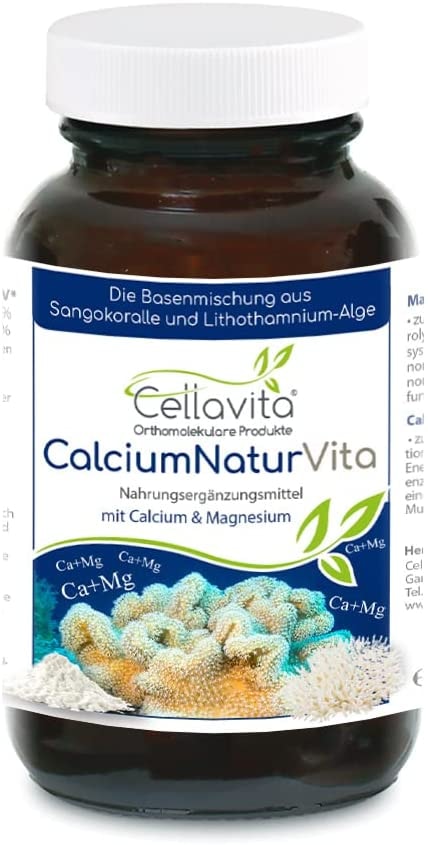Produktbild von Cellavita Calcium Natur Monatsvorrat 120g Calcium & Magnesium/Sango-Korallenpulver & Lithothamnium-Algenpulver