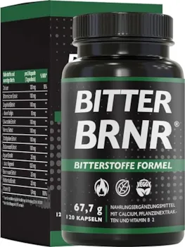 Produktbild von Bewertung BITTER BRNR Bitterstoffe Formel und Stoffwechsel Komplex mit Vitamin B2 Verdauungsenzyme mit Calcium Alternative zu Bitterstoffe Tropfen 120 Kapseln