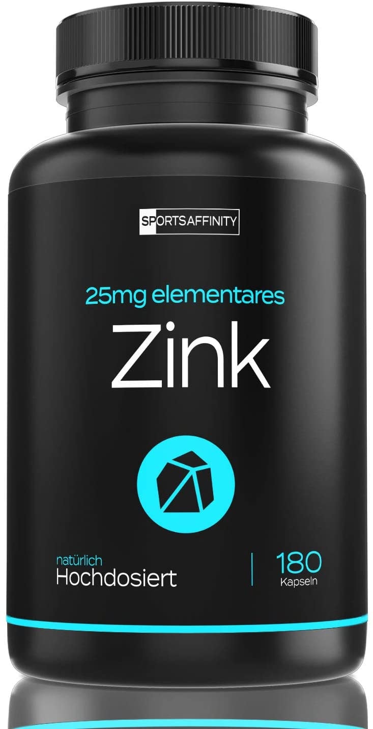 Produktbild von SPORTS AFFINITY Zink-Bisglycinat Zink-Chelat 25mg Hochdosiert Premium Tabletten mit 25 mg Elementares Zink pro Tablette Zink-Chelate Laborgeprüfte Herstellung in Deutschland vegan
