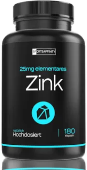 Produktbild von SPORTS AFFINITY Zink-Bisglycinat Zink-Chelat 25mg Hochdosiert Premium Tabletten mit 25 mg Elementares Zink pro Tablette Zink-Chelate Laborgeprüfte Herstellung in Deutschland vegan