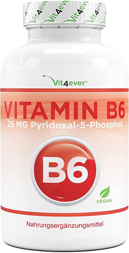 Produktbild von Vit4ever Vitamin B6 als P-5-P - 240 Tabletten extra hochdosiert mit 25 mg (Pyridoxal-5-phosphat) - Premium: Bioaktives Vitamin B6 - Laborgeprüft - Ohne unerwünschte Zusätze - Vegan