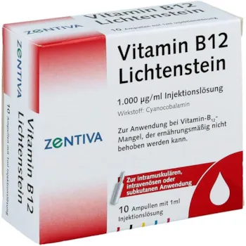 Produktbild von Bewertung Zentiva Pharma GmbH Vitamin B12 Lichtenstein 1000 µg/ml Injektionslösung, 10 St. Ampullen