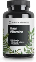 Produktbild von Bewertung natural elements Haar Vitamine 180 Kapseln hochdosiert mit Keratin Biotin Selen Zink Hirseextrakt B-Vitaminen mehr für Haare, Haut & Nägel in Deutschland produziert & laborgeprüft