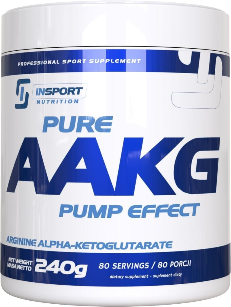 Produktbild von Bewertung INSPORT Nutrition AAKG Pump Effect Arginin-Alpha-Ketoglutarat Vitamin B6 Pre-Workout-Conditioner Zuckerfrei 80 Portionen 240g Pulver Geschmack Natürlich