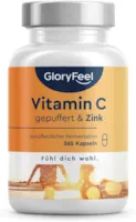 Produktbild von GloryFeel Vitamin C Hochdosiert 1000mg 20mg Zink Pflanzlich fermentiert & gepuffert