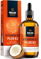 WoldoHealth Vitamin D3 K2 Tropfen hochdosiert 50ml von Kappa - 99,7% All-Trans K2VITAL
