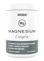 Produktbild von WEIDER - Magnesium Complex, Komplex mit 3 bioverfügbaren Magnesiumquellen: Magnesiummalat, Magnesiumcitrat und Magnesiumbisglycinat, für Nervensystem, Muskulatur und Energiestoffwechsel, 120 Kapseln