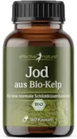Produktbild von effective nature Hochdosierte Jod Kapseln 180 Kapseln, 6-Monatsvorrat Natürliches Jod aus Bio-Kelp 150 mcg Jod pro Kapsel Für die Normale Schilddrüsenfunktion