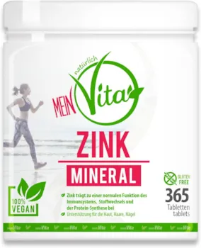 MeinVita Zink Mineral - 25 mg (Tagesportion) - hochdosiert - 100 % vegane Tabletten, 365 Stück (Jahresdepot) (365 g)