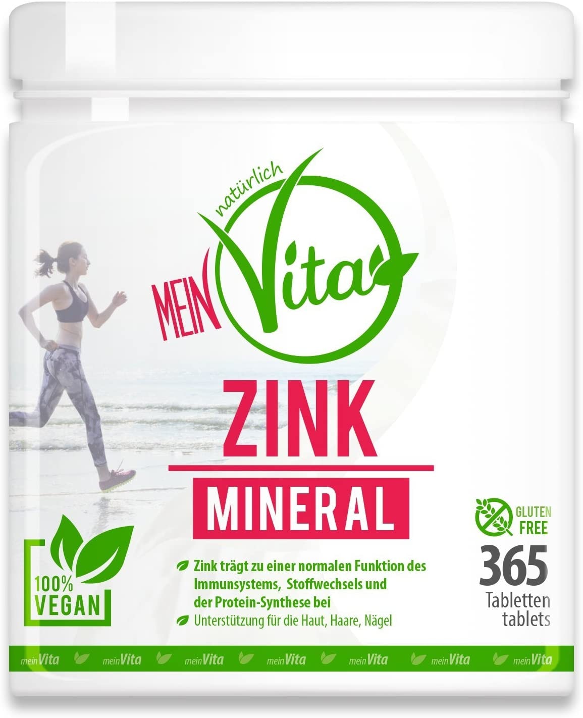 Produktbild von MeinVita Zink Mineral - 25 mg (Tagesportion) - hochdosiert - 100 % vegane Tabletten, 365 Stück (Jahresdepot) (365 g)