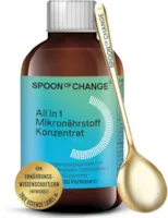 Produktbild von Bewertung Spoon of Change Premium ALL IN ONE Mikronährstoff Konzentrat flüssiges Multivitamin Vitaminen Mineralien Spurenelementen Sekundäre Pflanzenstoffe inkl. goldenem Dosierlöffel für 2 Monate 60 Portionen