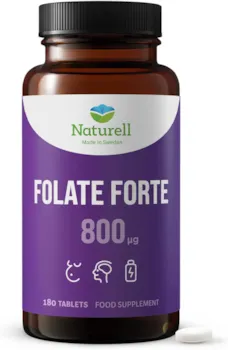 Naturell - Folsäure 800 µg Tabletten Folat Forte aktive Form - Naturell - 180 Tabletten für 6 Monate - hergestellt in Schweden