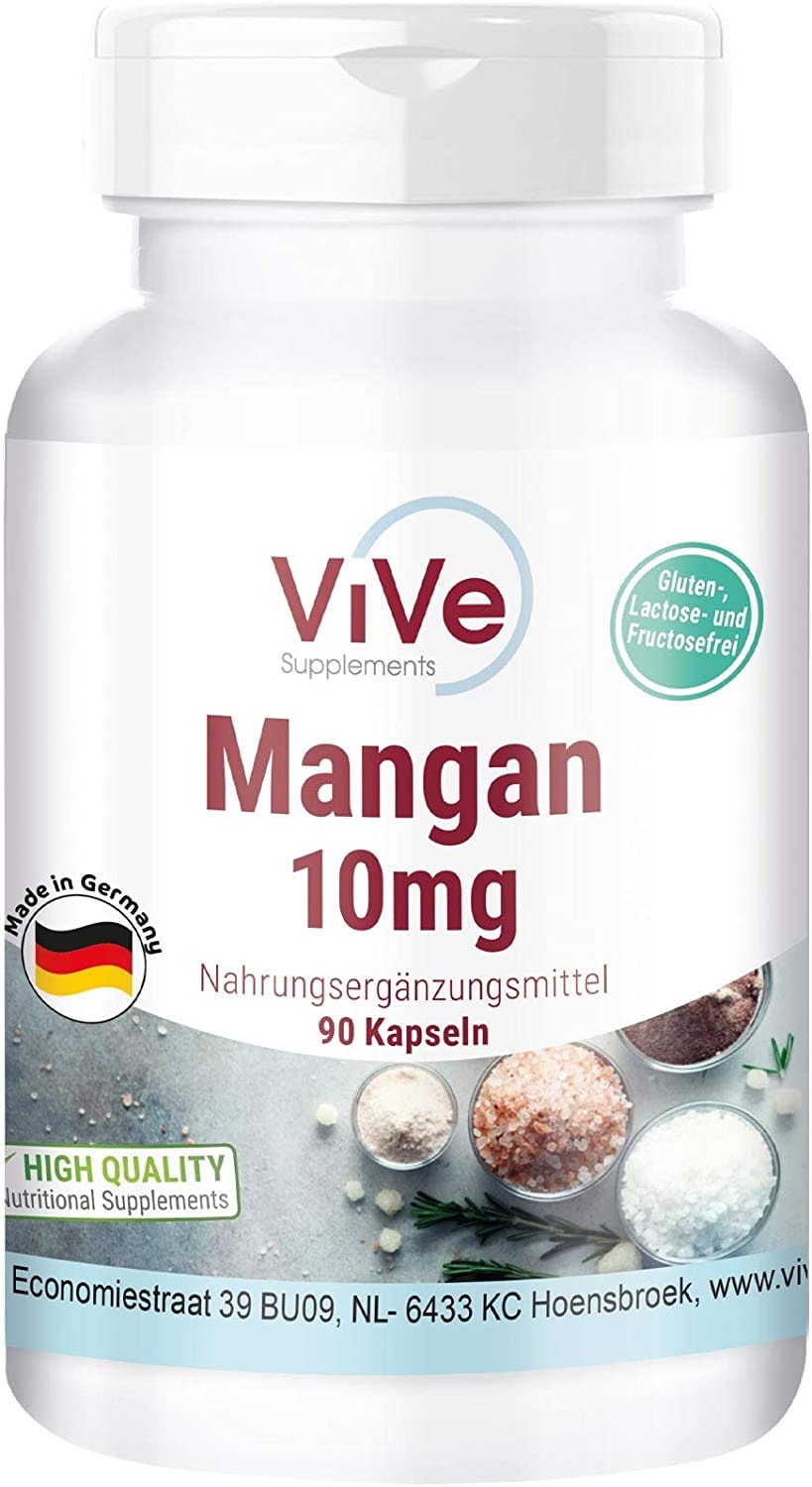 Produktbild von ViVe Supplements - Mangan - 10mg - 90 Kapseln - Hochdosiert - Vegan