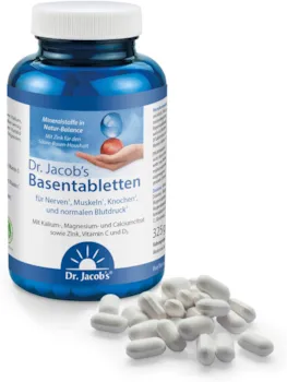 Dr. Jacob’s Basentabletten, 250 Tabletten, wenig Natrium, reich an Kalium, für Muskeln, Knochen und Blutdruck