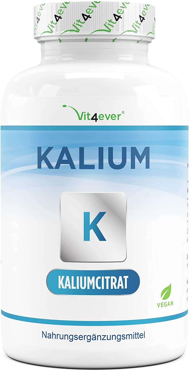 Produktbild von Vit4ever - Kalium - 240 Kapseln - Hochdosiert: 1143 mg je Kapsel, davon 400 mg elementares Kalium - 100% Kaliumcitrat - Laborgeprüft - Vegan