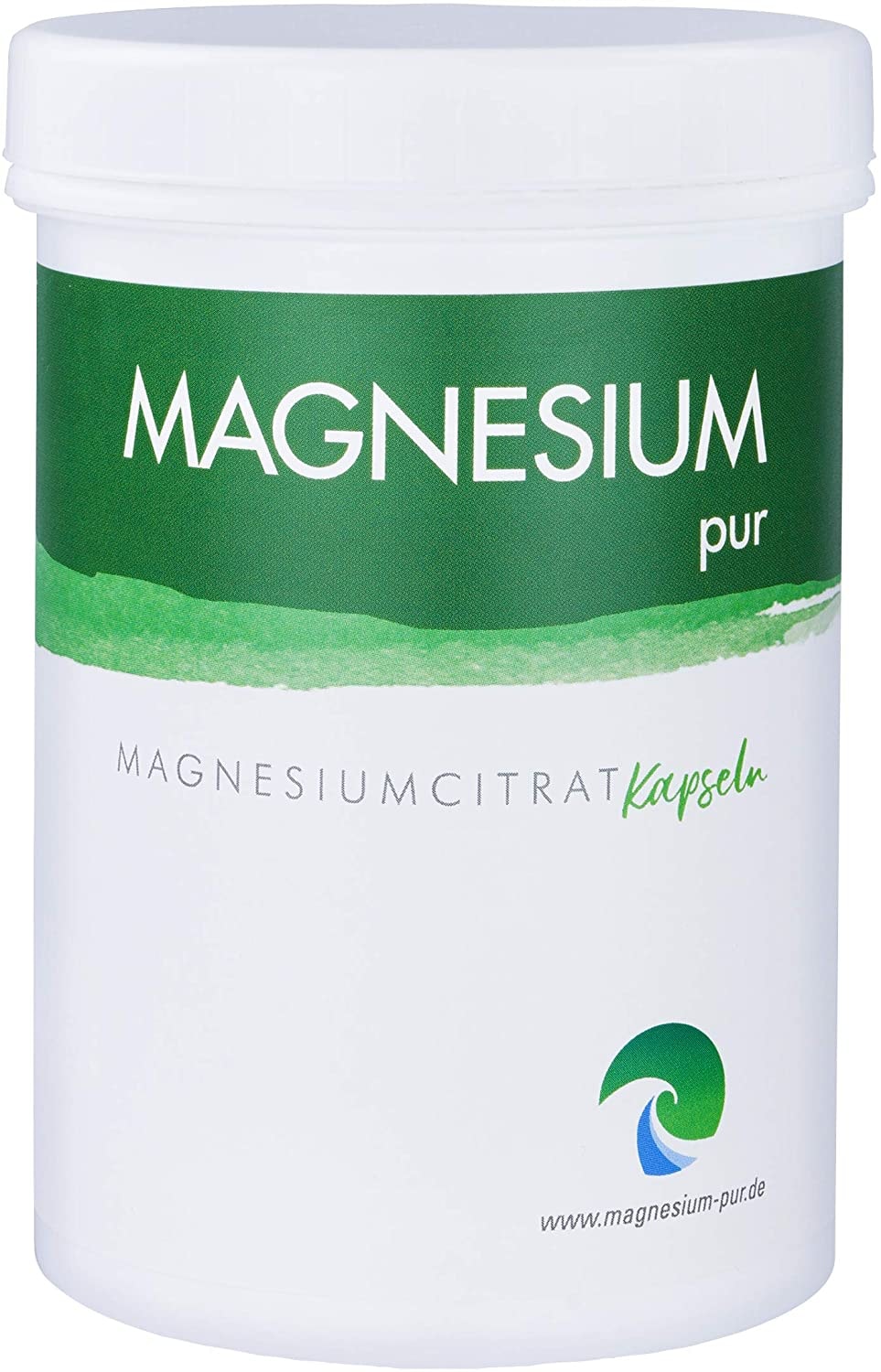 Produktbild von Magnesium-pur Magensiumcitrat Kapseln vegan 250 Stück Dose, hochdosiert 100mg Magnesiumcitrat pro Kapsel