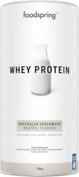 Produktbild von Bewertung foodspring Whey Protein Pulver Neutral mit 24g Eiweiß zum Muskelaufbau perfekte Löslichkeit aus Weidemilch reich an BCAAs & EAAs  750g