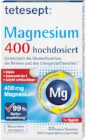 Produktbild von tetesept Magnesium 400 – Nahrungsergänzungsmittel für Muskeln, Herz und Nerven – Aufgrund der geringen Tabletten-Größe besonders leicht schluckbar – 1 x 30 Kompakt-Tabletten
