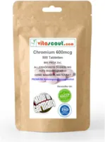 Produktbild von vitascout Chromium Picolinate 600mcg - 500 Tabletten - OHNE MAGNESIUMSTEARAT - MADE IN GERMANY - ALLERHÖCHSTE DOSIERUNG