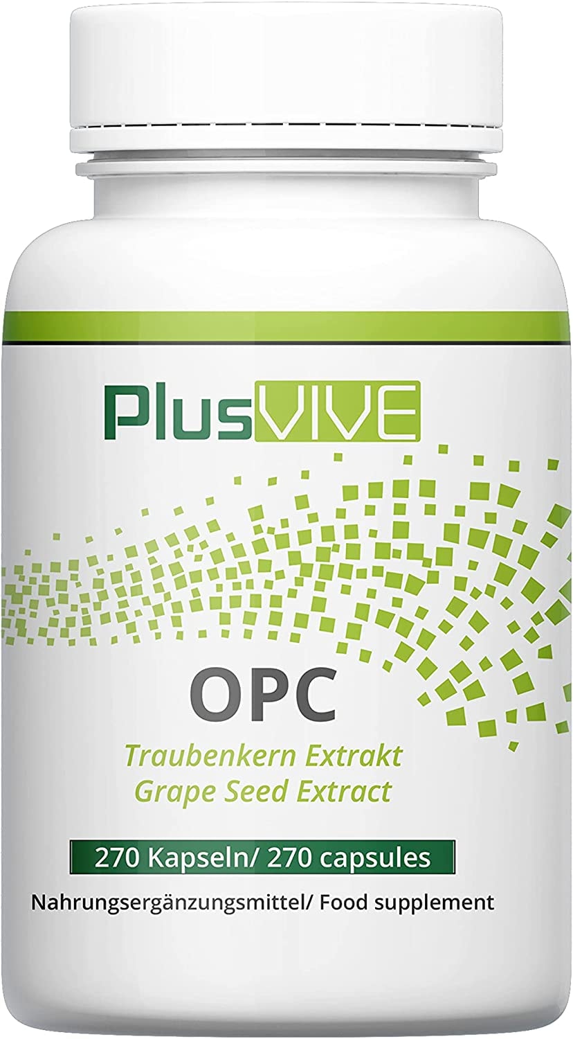 Produktbild von Bewertung PlusVive OPC Traubenkernextrakt 270 Kapseln hochdosiert mit 400 mg Extrakt pro Kapsel aus französischen Trauben laborgeprüft und vegan