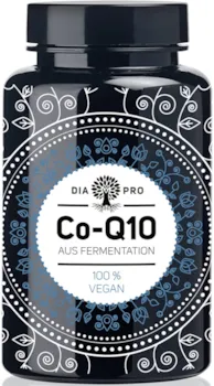 DiaPro Vegane Coenzym Q10 Kapseln mit 200mg CoenzymQ10 pro Kapsel. Hochdosiert. 120 Kapseln als 4-Monats-Vorrat. 100% Vegan. Laborgeprüft. Made in Germany.