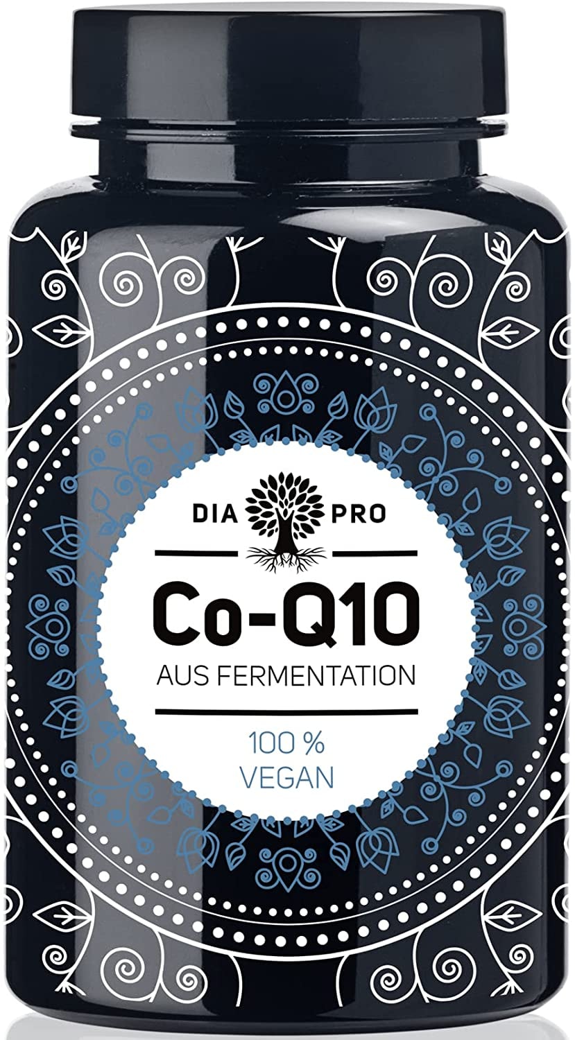 Produktbild von DiaPro Vegane Coenzym Q10 Kapseln mit 200mg CoenzymQ10 pro Kapsel. Hochdosiert. 120 Kapseln als 4-Monats-Vorrat. 100% Vegan. Laborgeprüft. Made in Germany.