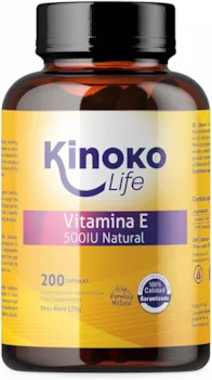 Produktbild von Kinoko life Natürliches VITAMIN E 500 IE | 200 Kapseln | 100% fettlöslich und rein | Schwermetallfrei | Enthält kein Soja | Immunsystem, schützt unsere Haut und unser Herz | Glutenfrei Ohne Magnesiumstearat