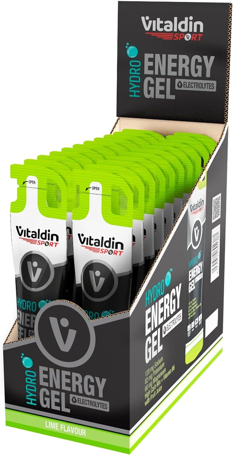 Produktbild von Bewertung Vitaldin SPORT Hydro Energy Gel Electrolytes 24 Gels x 40g Energiegel mit Limettengeschmack mit Elektrolyten Schnelle Energie & Allmähliche Freisetzung Running Radfahren & Sport Ausdauer