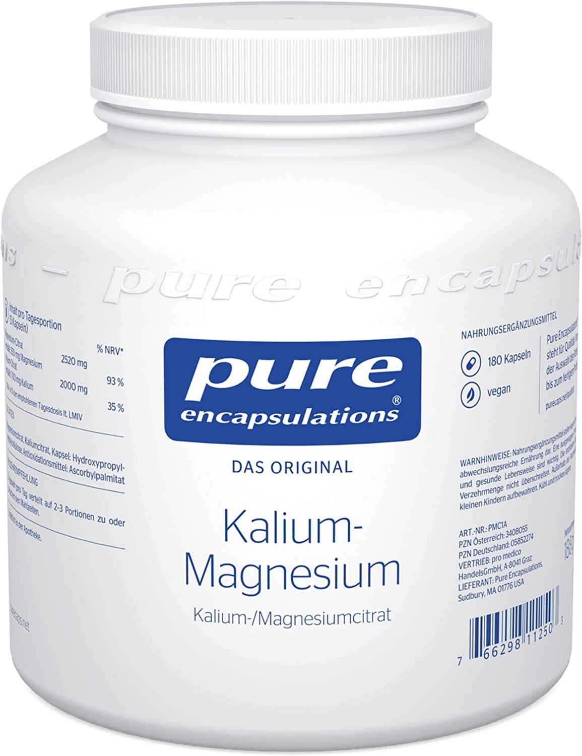 Produktbild von Bewertung Pure Encapsulations Kalium Magnesium (Citrat) organisch gebundenes Magnesium mit Kalium in Kombination - 180 vegane Kapseln