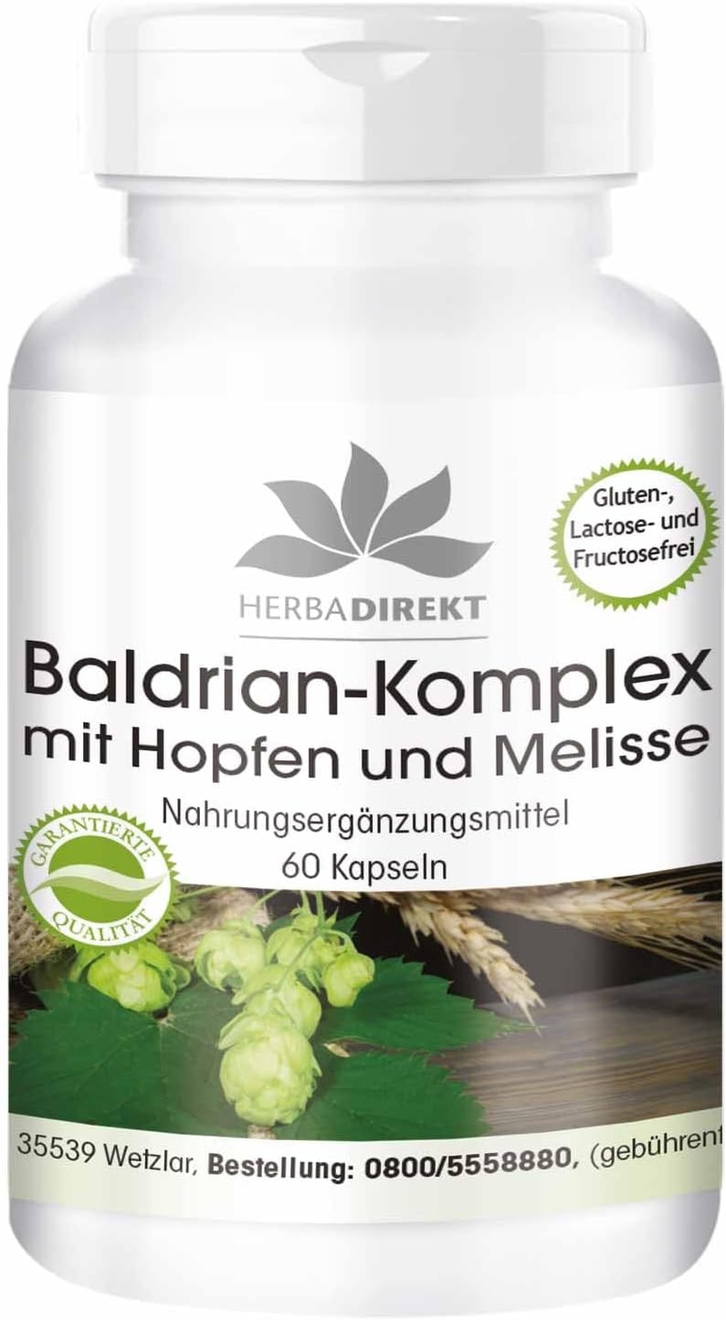 Produktbild von Bewertung HERBADIREKT Baldrian-Extrakt Plus mit Hopfen und Melisse 60 Kapseln vegan HERBADIREKT by Warnke Vitalstoffe
