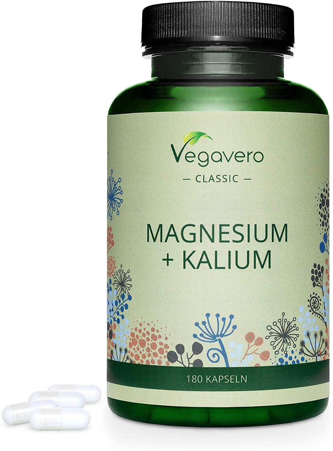 Produktbild von Vegavero MAGNESIUM KALIUM Kapseln Vegavero 180 Kapseln Muskeln, Nerven, Energie Magnesiumcitrat & Kaliumcitrat | LABORGEPRÜFT | Ohne Zusätze | Vegan